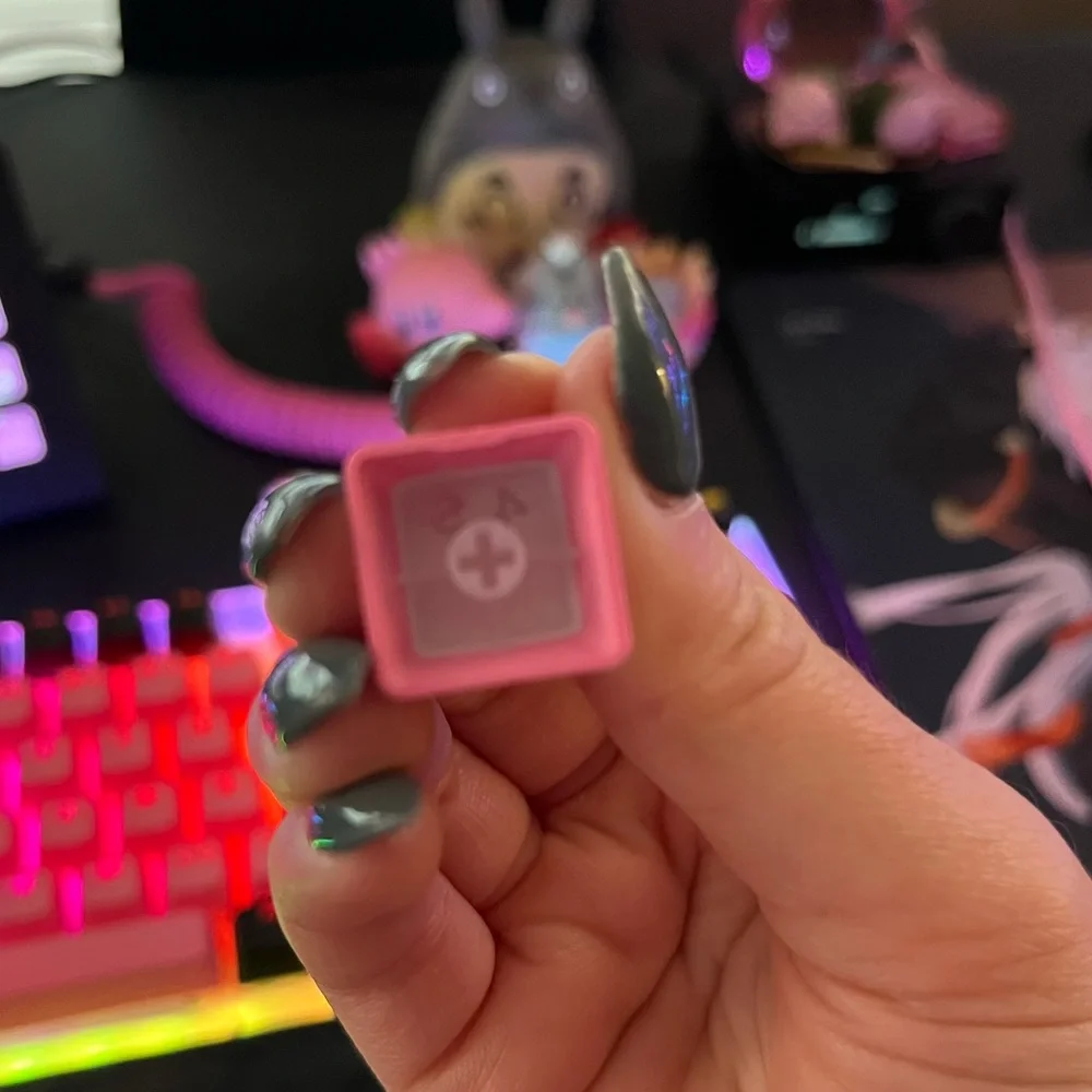 Cute Pink Artisan Anime Keycap for OEM Switches, Kirby with bow